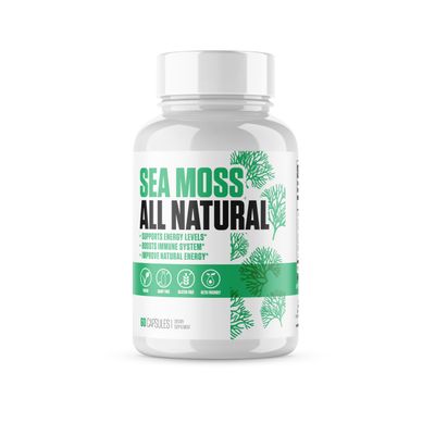 Sea Moss All Natural 1 New Irish Sea Moss Supplement Plus Bladderwrack, Burdock BioPerine to Improve Energy Levels, Boost Immune Health and Well Being 100 Organic Vegan - 60 Capsules