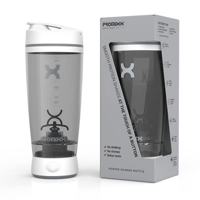 Promixx Original Shaker Bottle - Battery-powered for Smooth Protein Shakes - BPA Free, 20oz Cup (White)