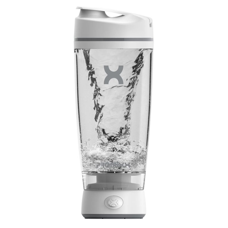 Promixx Original Shaker Bottle - Battery-powered for Smooth Protein Shakes - BPA Free, 20oz Cup (White)