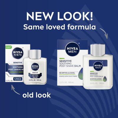 NIVEA MEN Sensitive Soothing Post Shave Balm with Vitamin E, Pro-Vitamin B5 and Chamomile Extract, Alcohol Free After Shave Balm for Men, 3 Pack of 3.3 Fl Oz Bottles