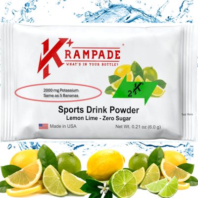 Krampade Electrolytes Powder Potassium Supplement - 2000 mg K, 2X More Than Coconut Water Cramp Relief and Prevention Hydration Powder Packets