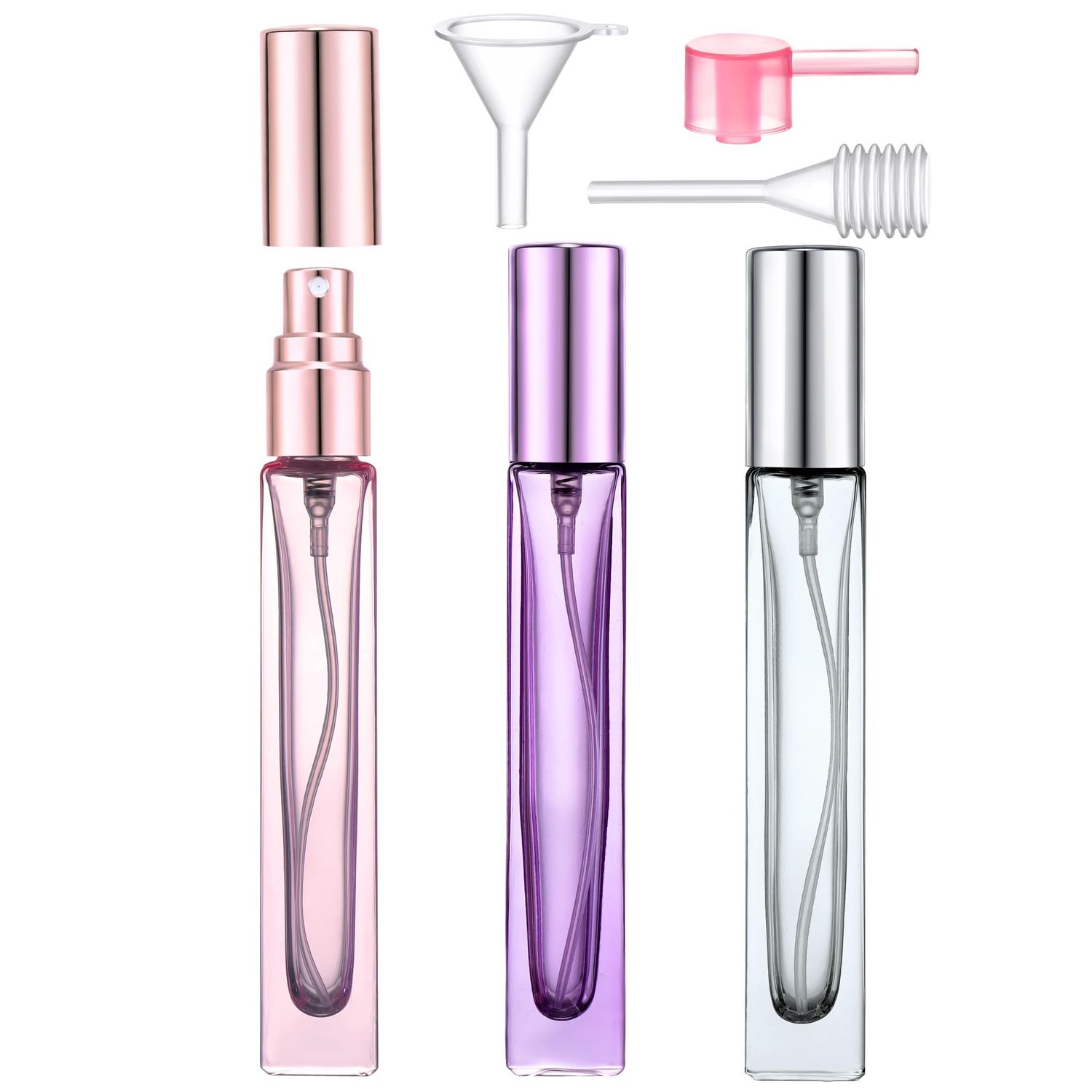 Yikimyfo Perfume Bottles Empty Refillable, 3 Pcs 10ml0.34oz Travel Size Spray Bottle Portabe Glass Perfume Bottles Fine Mist Perfume Atomizer Leak-proof Fragrance Bottle