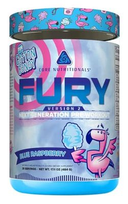 Core Nutritionals Fury V2 Pre-Workout Powder to Maximize Performance in The Gym WZum-XR Caffeine, L-CItruline, and Alpha GPC (40 Scoops) (Fun Sweets Blue Raspberry)