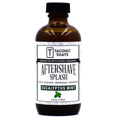 Taconic Shave, Natural Aftershave Splash 4oz Eucalyptus Mint Skin Cooling, Refreshing and Moisturizin, Artisan Made in the USA