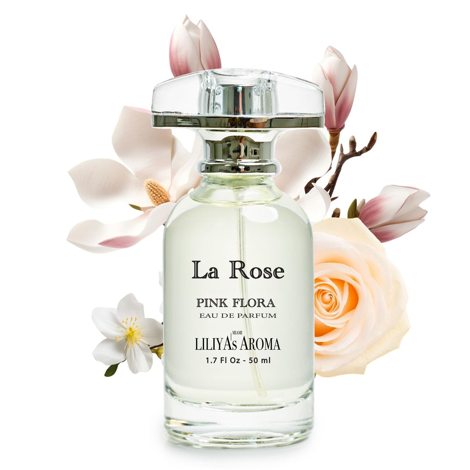 Liliya&#39;s Aroma La Rose Eau De Parfum Scent of Freshly Bloomed Rose Magnolia - Light Fruity Notes 1.7 Fl Oz