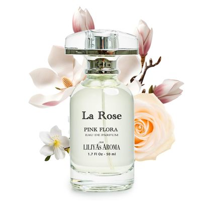 Liliya&#39;s Aroma La Rose Eau De Parfum Scent of Freshly Bloomed Rose Magnolia - Light Fruity Notes 1.7 Fl Oz