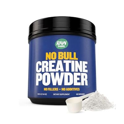 Raw Barrel - No Bull Creatine Powder, Bulk Supplements Creatine Monohydrate for Faster Recovery, Increased Muscle Volume, Strength Power, Micronized Creatine for Men Creatine for Women, 500g