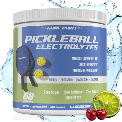 Game Point Pickleball Electrolytes - Sugar Free Electrolytes Powder - Glacierade - 60 Servings - Pickleball Accessories - Pickleball Cocktail Electrolytes - Pickleball Cocktail - Pickleball Drink