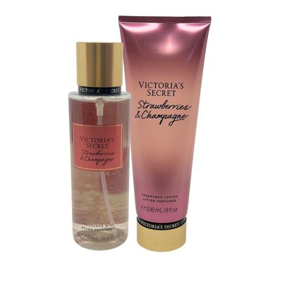 Victoria&#39;s Secret Strawberries Champagne Fragrance Mist 8.4oz and Fragrance Lotion 8oz - Set