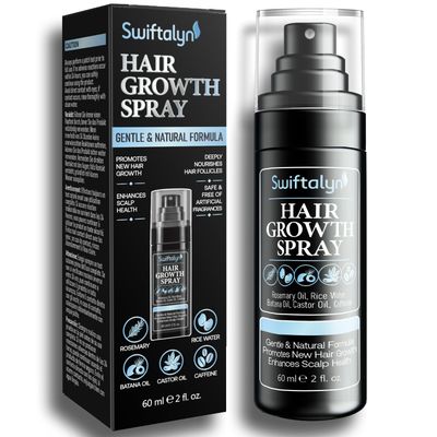 Natural Hair Growth Spray Serum for Men Hair and Scalp Oil with Rosemary, Batana Oil, Rice Water, Castor Oil, Caffeine, Biotin - Effective Hair Thickening and Hair Loss Treatment for Men 60ml