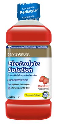 GoodSense Electrolyte Solution, Strawberry Designed to Prevent Dehydration Replaces Electrolytes, Fluid and Zinc, 33.8 Fluid Ounces