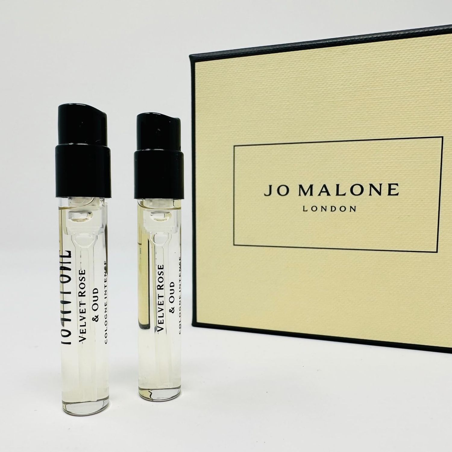 Jo Malone 2 London Velvet Rose Oud Cologne INTENSE Sample vial 0.05oz 1.5ml each