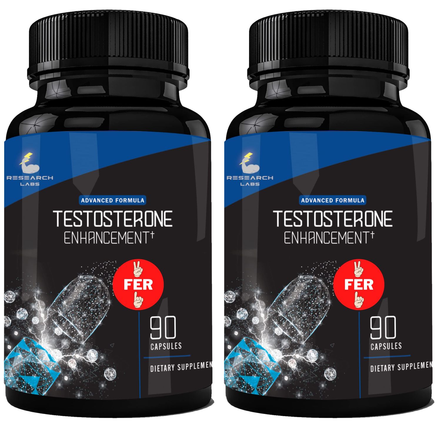 Pharmacist Recommended 2 fer 1 Offer 180ct Testosterone Booster Enhancement by Research Labs. Increase Lean Muscle Energy Strength. Saw Palmetto, Tribulus, Tongkat Ali, Horny Goat Weed, Zinc