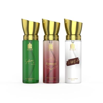 Adilqadri Captivating Trio Luxury Perfume Gift Set (3 x 20ml) With Shanaya, White Oud, Safwan Perfume, Unisex Strong Woody, Fruity, Amber Long Lasting EDP Fragrance Set