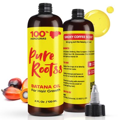Batana Oil for Hair Growth 4Oz, 100 Honduras Central America, Moisturizer Dry Scalp, Prevent Hair Loss, Natural Thickness, Instantly Smooth, Soft Shine, Silicone Free Sulfate Free