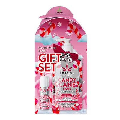 Hempz Holiday Gift Set, Candy Cane Lane Moisturizer (17 Oz) Lip Balm (.44 Oz) - Holiday Moisturizing Lip Balm Hydrating Lotion Skin Care Gift Set for Women Men for Combatting Dry Lips Skin