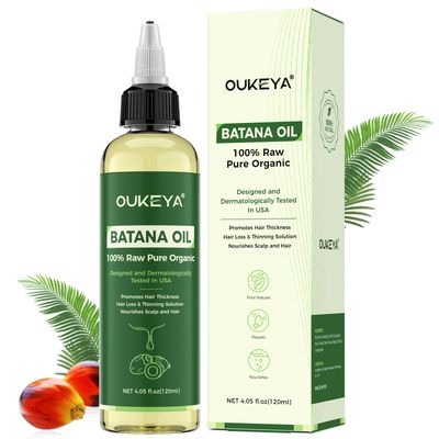 OUKEYA Batana Oil for Hair Growth Dr Sebi Organic Raw Batana Oil from Honduras - 100 Pure Natural Cold Pressed - For Thicker Stronger Hair - 4.05 OZ, Reduce Split Ends and Hair Loss in Men Women