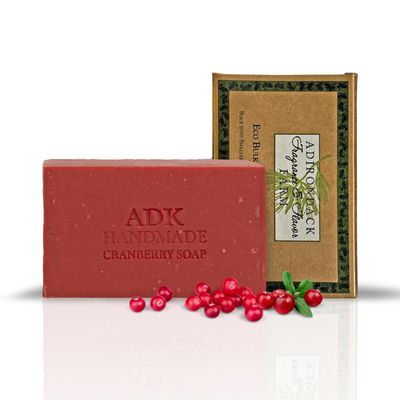 Adirondack Fragrance Flavor Farm ADK Natural Cranberry Rose Soap Bar 16 oz., Handmade Vegan Olive Oil Body Soap for Dry and Sensitive Skin, Moisturising for Men, Women Babies