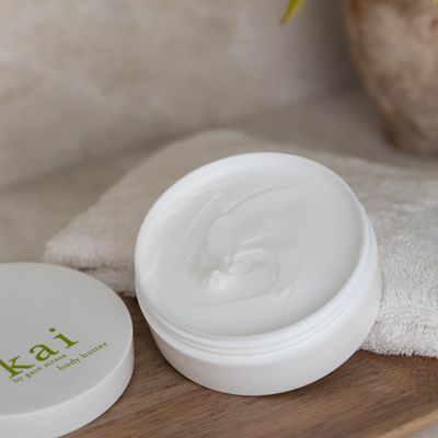 kai Body Butter, 6.4 oz., shea butter, apricot oil, cucumber, scented with the delicously, fresh clean signature gardenia fragrance, vegan, cruelty free, made in the usa