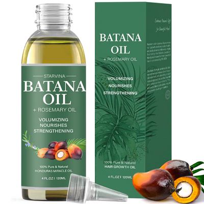 Batana Oil for Hair Growth, Dr Sebi Organic Honduras Batana Oil 100 Pure Natural Cold Pressed Unrefined, Promotes Hair Growth and Thicker, Stronger Hair for Men Women 4oz