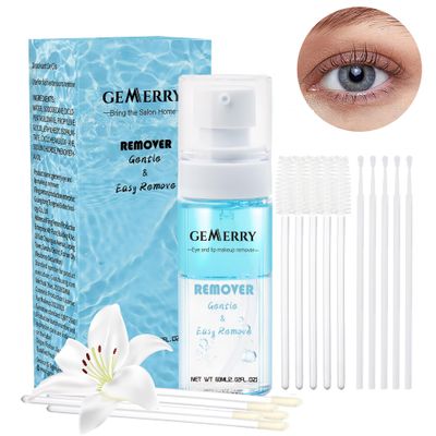 GEMERRY 60ML Lash Glue Remover for Clsuter Lashes Lash Bond and Seal Remover Eye Makeup Remover Lash Glue Remover for Eyelash Extensions Eye and Lip Makeup Remover Alcohol-free, Fragrance-free