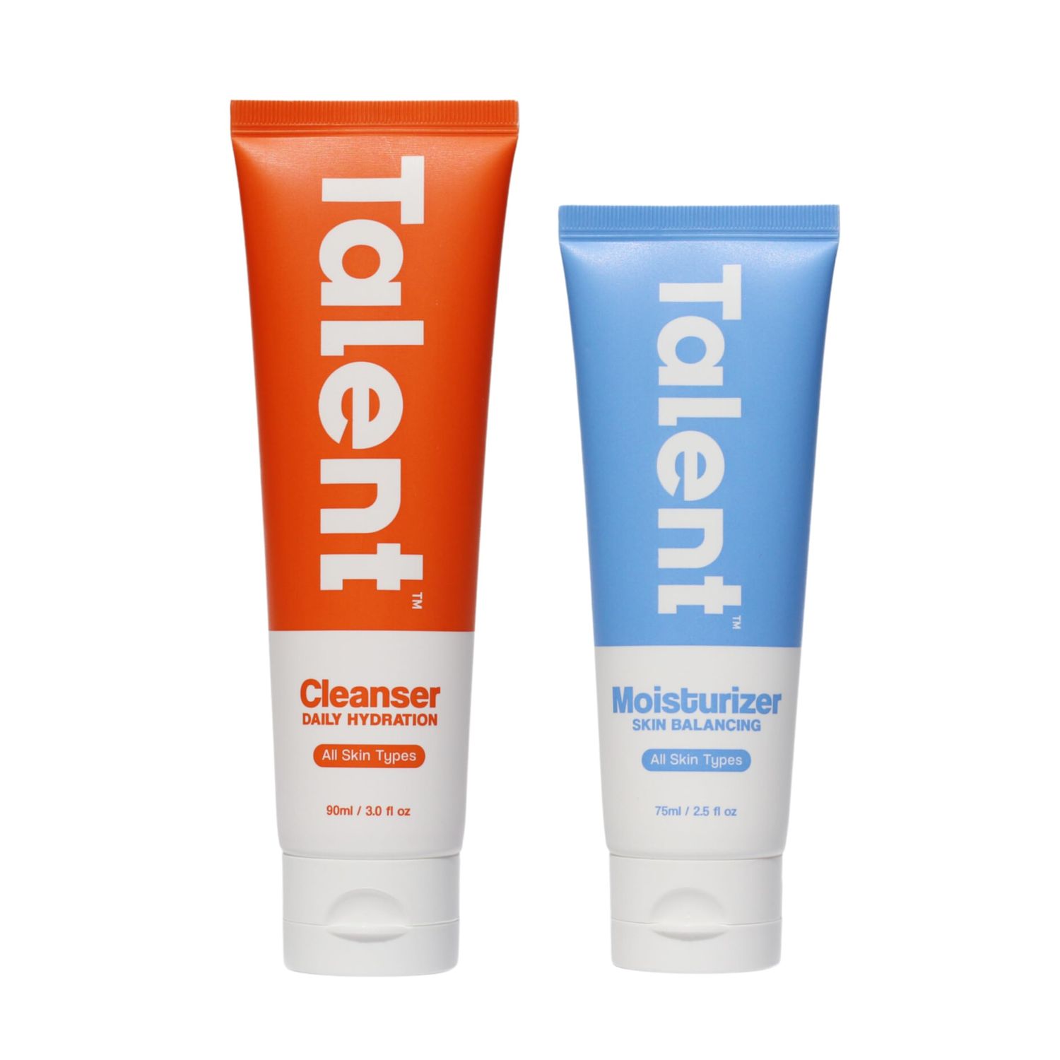 Talent Essential Starter Skincare Set - 90 Day Supply, Korean Skincare, EWG Verified, Fragrance-Free Daily Cleanser (3.0 oz) Moisturizer (2.5 oz)