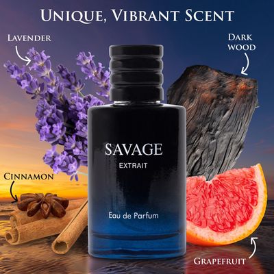 Savage Extrait Eau De Parfum for Men Top Notes of Grapefruit Heady Spices Base Notes of Lavender Essence Rich Wood Cologne for Everyday Wear, Work Days, Romantic Date Elegant 100ml Bottle