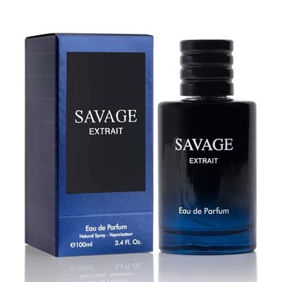 Savage Extrait Eau De Parfum for Men Top Notes of Grapefruit Heady Spices Base Notes of Lavender Essence Rich Wood Cologne for Everyday Wear, Work Days, Romantic Date Elegant 100ml Bottle
