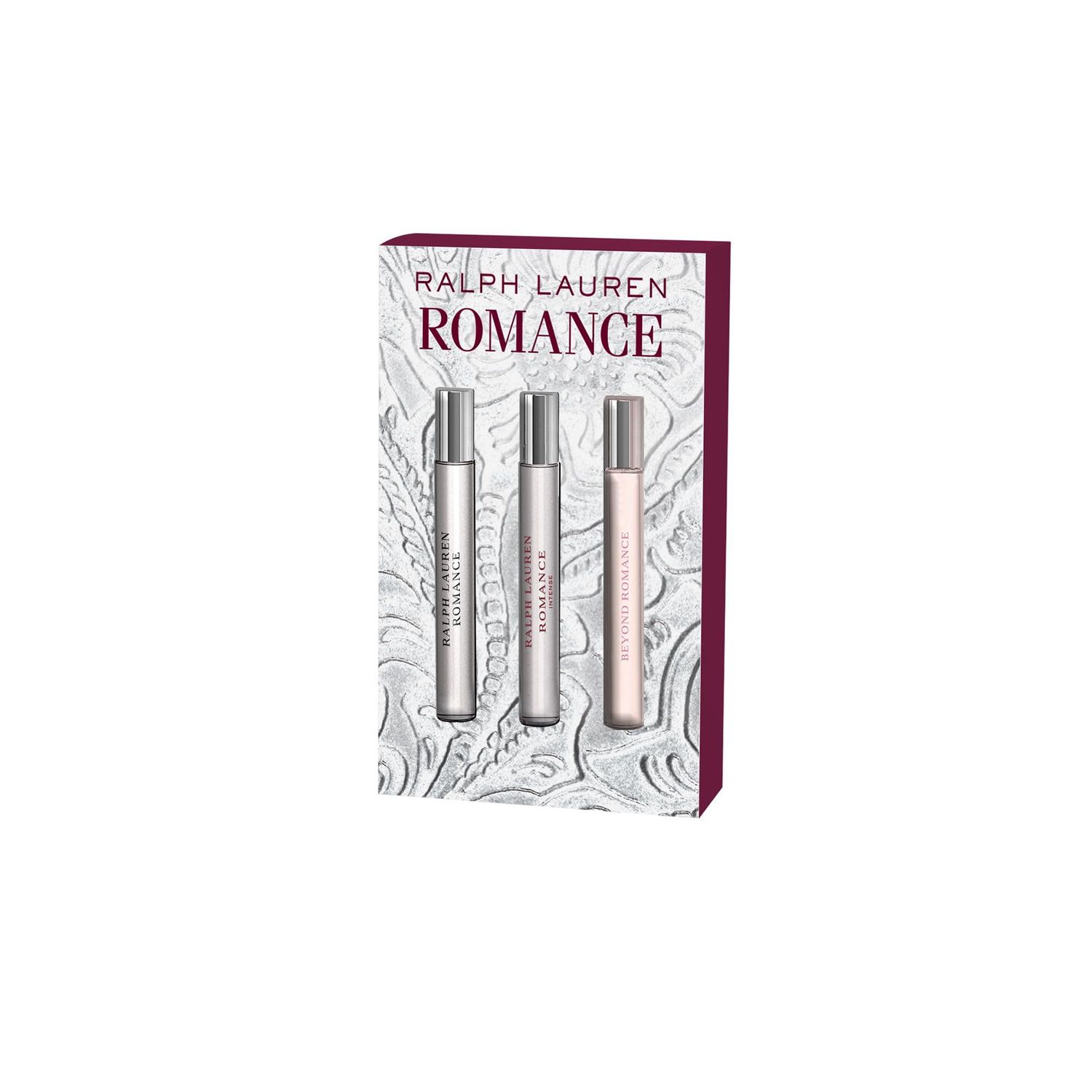 RALPH LAUREN FRAGRANCES Romance Discovery Womens Perfume Set - With Romance Eau de Parfum, Beyond Romance, Romance Intense - Travel Size, 0.3 Fl Oz Each