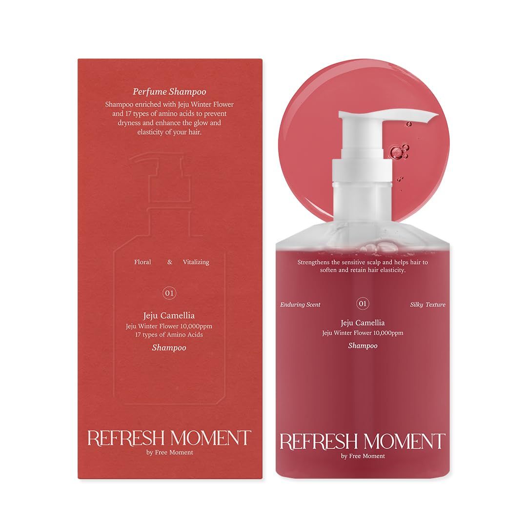 FREEMOMENT Perfume Shampoo Volumizing Vegan Shampoo for Dry Damaged Hair Care Scalp Exfoliation Romantic, Fruity-Wood Fragrance 16.9 Fl Oz (01 Jeju Camellia)