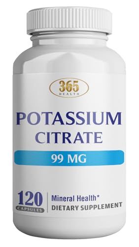 Health Potassium (Citrate) - Essential Electrolyte Supplement to Support Nerve Muscle Function Heart Health Energy - Potassium Citrate Capsule - 120 Capsules