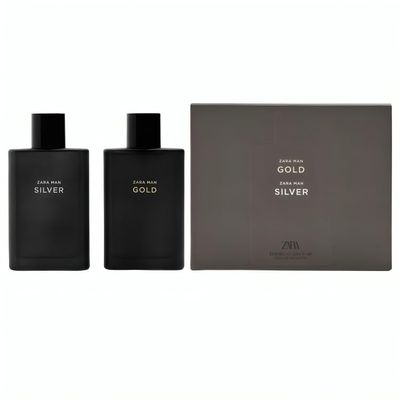 Zara Man Gold Silver Cologne for Men Fragrance Set EDT Eau De Toilette 2x 90 ML (3.04 FL OZ)