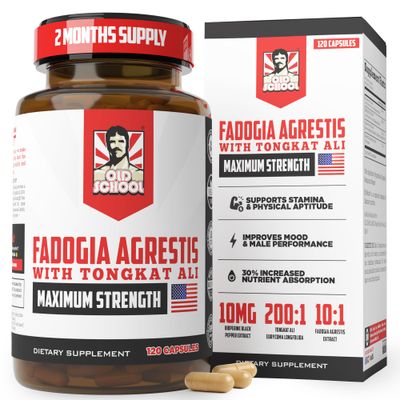 Fadogia Agrestis 1500mg with Tongkat Ali BioPerine for Ultra Absorption - Advanced Male Vitality Supplement for Energy, Stamina, Muscle Growth Recovery, Non-GMO, 120 Capsules