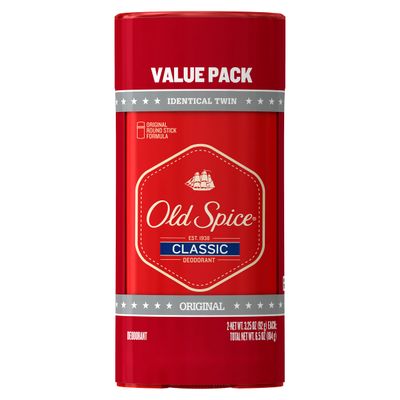Old Spice Classic Deodorant for Men, 24hr Sweat Odor Protection, Long Lasting Freshness, Clean Masculine Fragrance, Original Scent, 3.25 oz (Pack of 2)