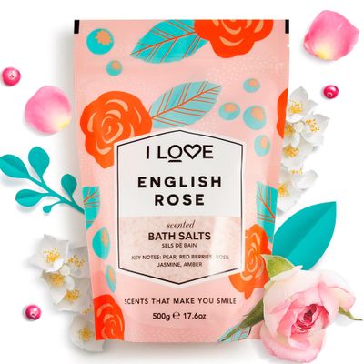 I LOVE Violet Dreams Bath Salts - Calming Bath Soak with Violet and Rose Fragrance - Relaxing Bath Salts for Sleep - Skin-Softening Formula - 17.6 oz