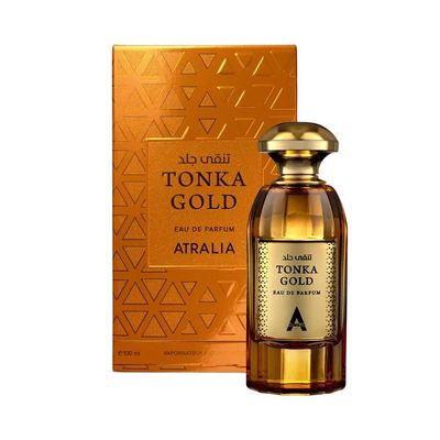 Atralia Tonka Gold Eau De Parfum Unisex 100Ml 3.4Oz - Luxurious and Long Lasting Fragrance With Top Notes Of Cognac, Cinnamon and Plum