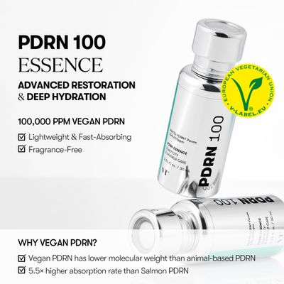 VT COSMETICS PDRN 100 Essence, Intensive Glow Serum, Vegan PDRN 100,000ppm, Skin Restoration Recovery, Hydrating, Moisturizing, Firming, Fine Lines, Korean Skincare 1.01 fl. Oz.