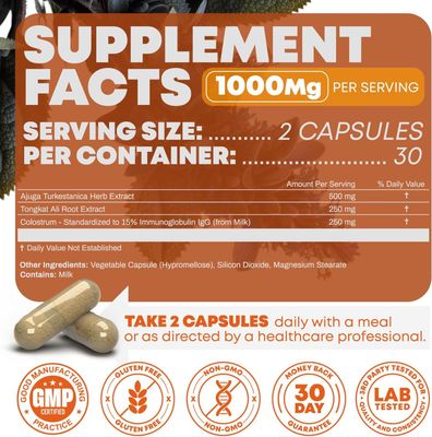 Peak Revival-X Turkesterone Tongkat Ali 1000mg Supplement - 500mg Ajuga Turkestanica Per Serving Increase Stamina, Lean Muscle Growth Recovery - Made in The USA (60 Capsules)