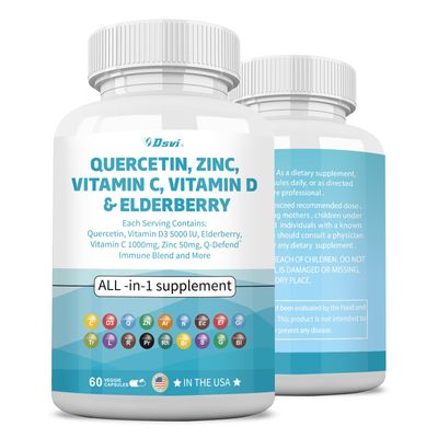 Dsvi Quercetin 1000mg Zinc 50mg Vitamin C 1000mg Vitamin D 5000IU Immune System Support Supplement with Echinacea Ginger Bromelain Sea Moss Garlic Nettle Vegan Capsules for Men and Women,60 Count USA