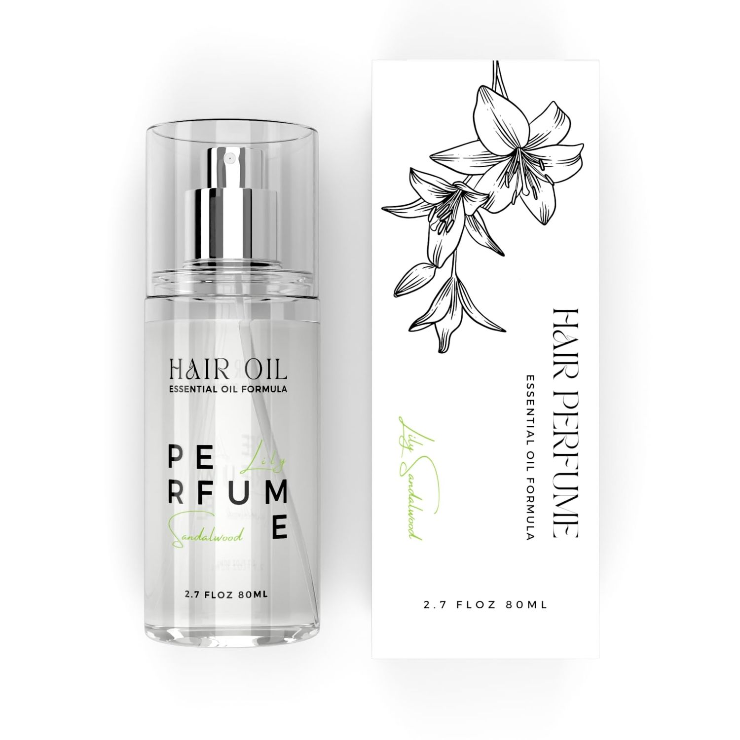 Hair Perfume Oil for Women (Lily Sandalwood), Argan Oil Heat Protection Spray for Dry, Damaged, Firzzy Hair Care, Long Lasting Fragrance Mist with Keratin Elastin for Nourish Smooth 2.7 fl oz