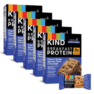 KIND Breakfast Protein Bars, KIND Snack Bars, Peanut Butter Banana Dark Chocolate, Gluten Free Breakfast Bars, 8g Protein, 1.76 OZ Packs, 30 Count