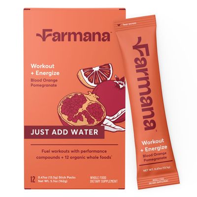 Farmana Creatine HMB Pre-Workout Drink Mix - All Natural Caffeine-Free Pre-Workout Supplement with Amino Acids and Organic Superfoods - Active Nutrition Supplement - Blood Orange Pomegranate Flavor