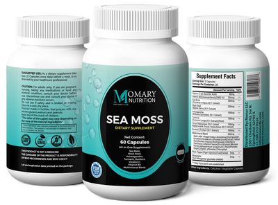 MOMARY Nutrition, Sea Moss, Black Seed, Ashwagandha, Turmeric, Burdock, Vitamin C, Vitamin B3, Multimineral Blend, All-in-One Supplement for Men and Women, Vegan, Gluten Free, Non-GMO, 60 Capsules