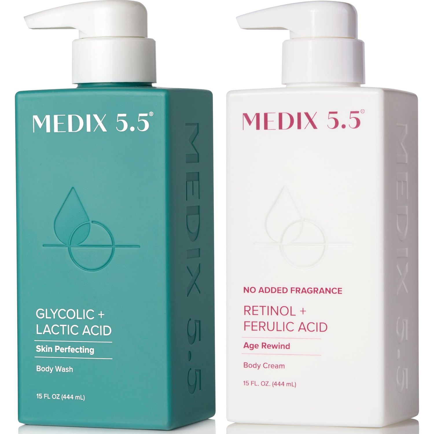 MEDIX Exfoliating Glycolic Acid Body Wash Face Wash Fragrance Free Retinol Body Lotion Skin Care Set Crepey Skin Care Treatment Lactic Acid Foaming Wash For KP Bumps, Keratosis Pilaris Acne