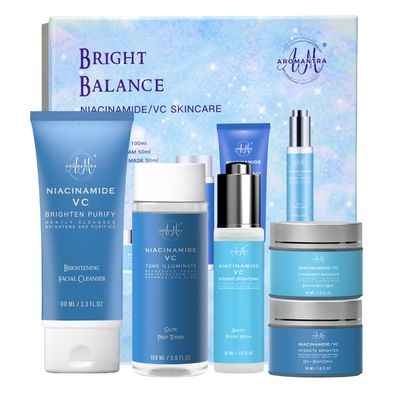 Skin Care Kit for Women, Hydrating Skincare Set NiacinamideVitamin C, Daily Routine 5 In 1 WFacial Cleanser, Toner, Serum, Cream, and Mask, Fragrance-Free, Suit for All Skin Type