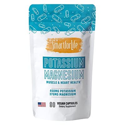 SMART FOR LIFE Potassium Magnesium Supplement - High Absorption Mineral Complex - 90 Vegan Capsules - Muscle Support Electrolyte Balance