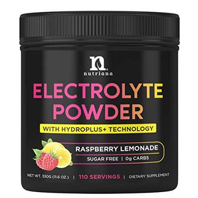 Nutriana Keto Electrolytes Powder No Sugar - Zero Carb Zero Calorie Electrolyte Drink Mix - Sugar Free Electrolytes for Hydration Powder - Fasting Electrolytes Raspberry Lemonade Flavor