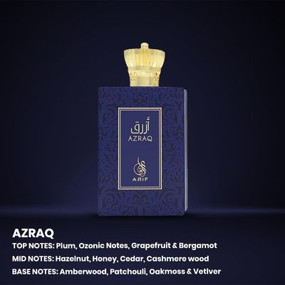 ARIF Azraq Perfumes - Fruity Fresh Eau de Parfum for Men - Pear, Lavender, Lotus, Cinnamon, Black Vanilla Husk Amber - Long-Lasting Fragrance - 3.4 oz