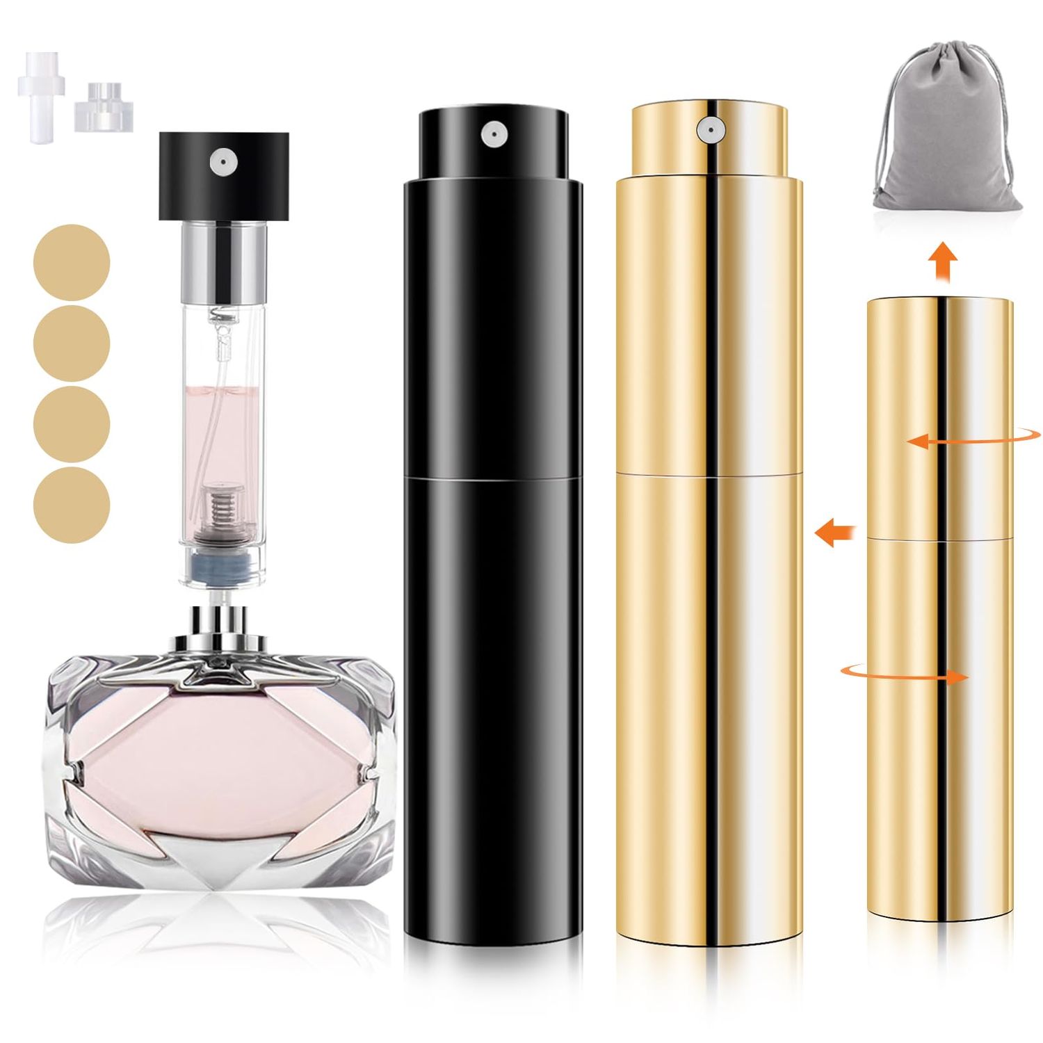 Lian Perfume Atomizer Refillable Cologne 5ml Travel Size Bottle Mini Perfume Spray Bottle Fragrance Scent Pump Case Fill from Bottom Empty Cologne Dispenser 2Pcs Set