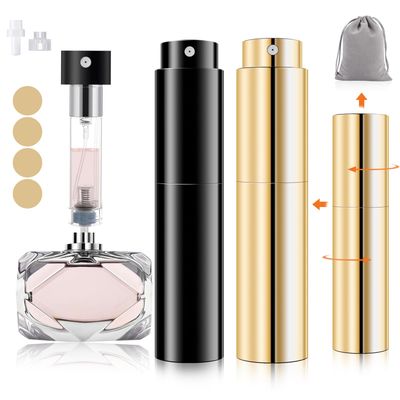 Lian Perfume Atomizer Refillable Cologne 5ml Travel Size Bottle Mini Perfume Spray Bottle Fragrance Scent Pump Case Fill from Bottom Empty Cologne Dispenser 2Pcs Set